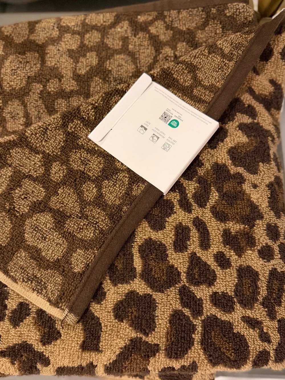 6pc Caro Gold Leopard Print Bath Hand Towel Set Luxury Soft thick Cotton NEW